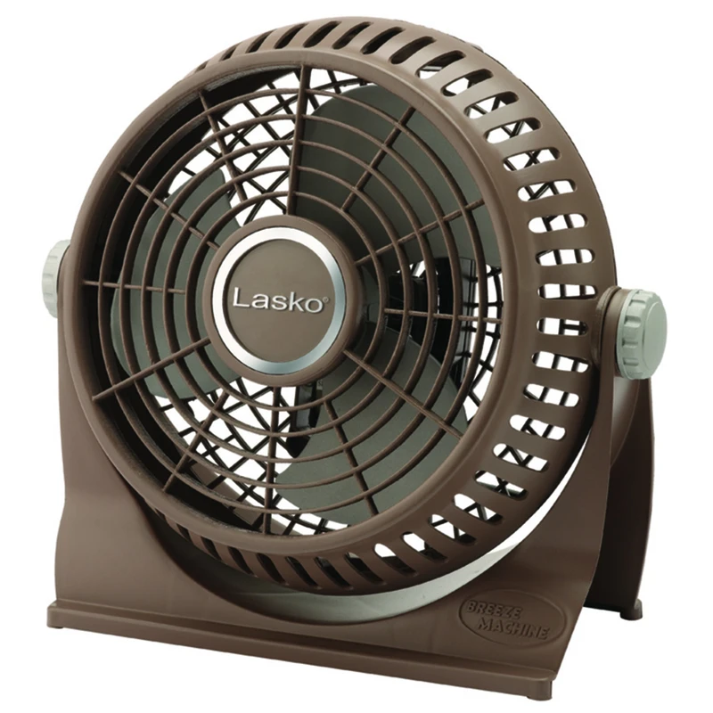 Breeze Machine 505 Desk Fan, 10 In Blade, 2-speed Air Circulator, Brown