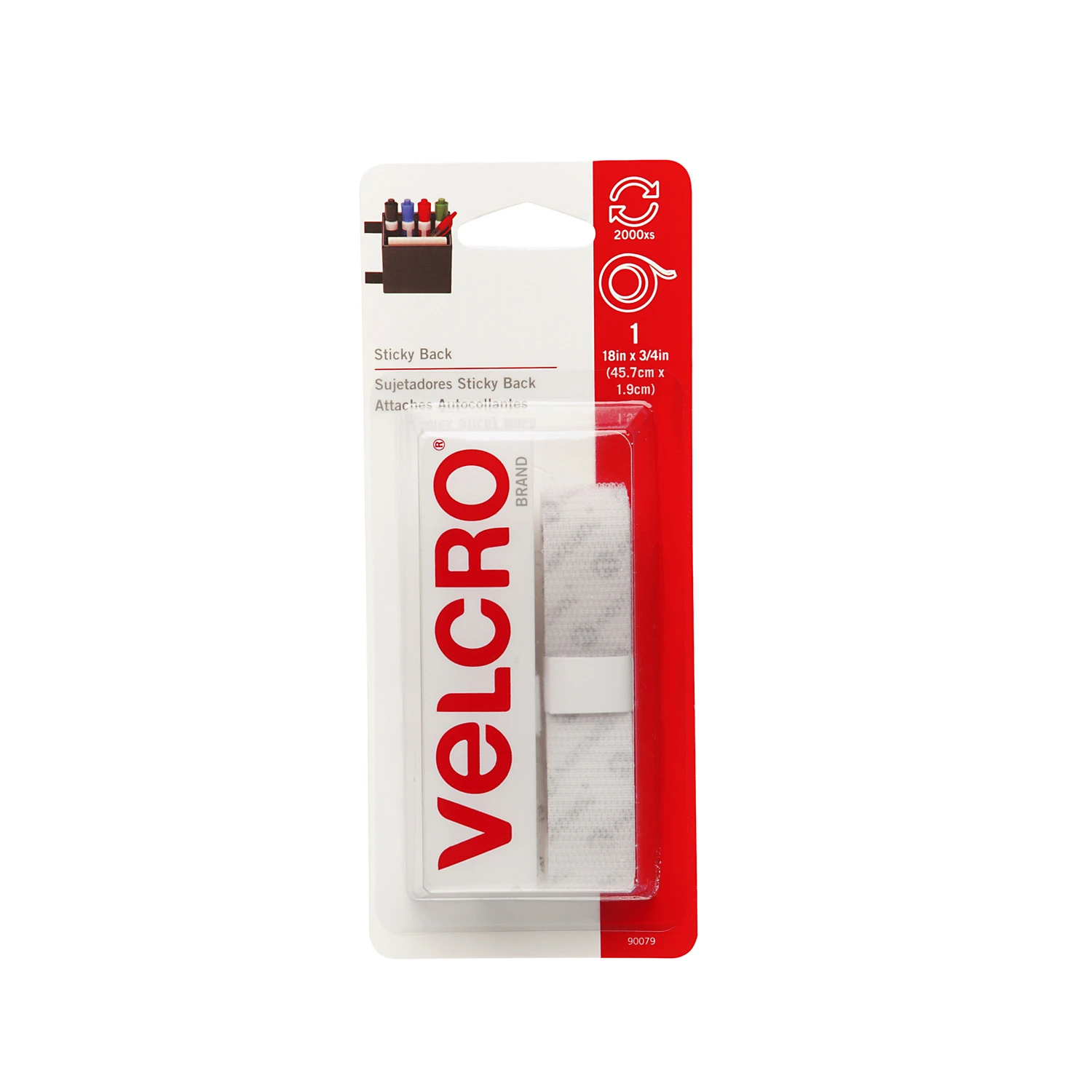 Sticky Back Tape, White, 18 x 3/4 In.