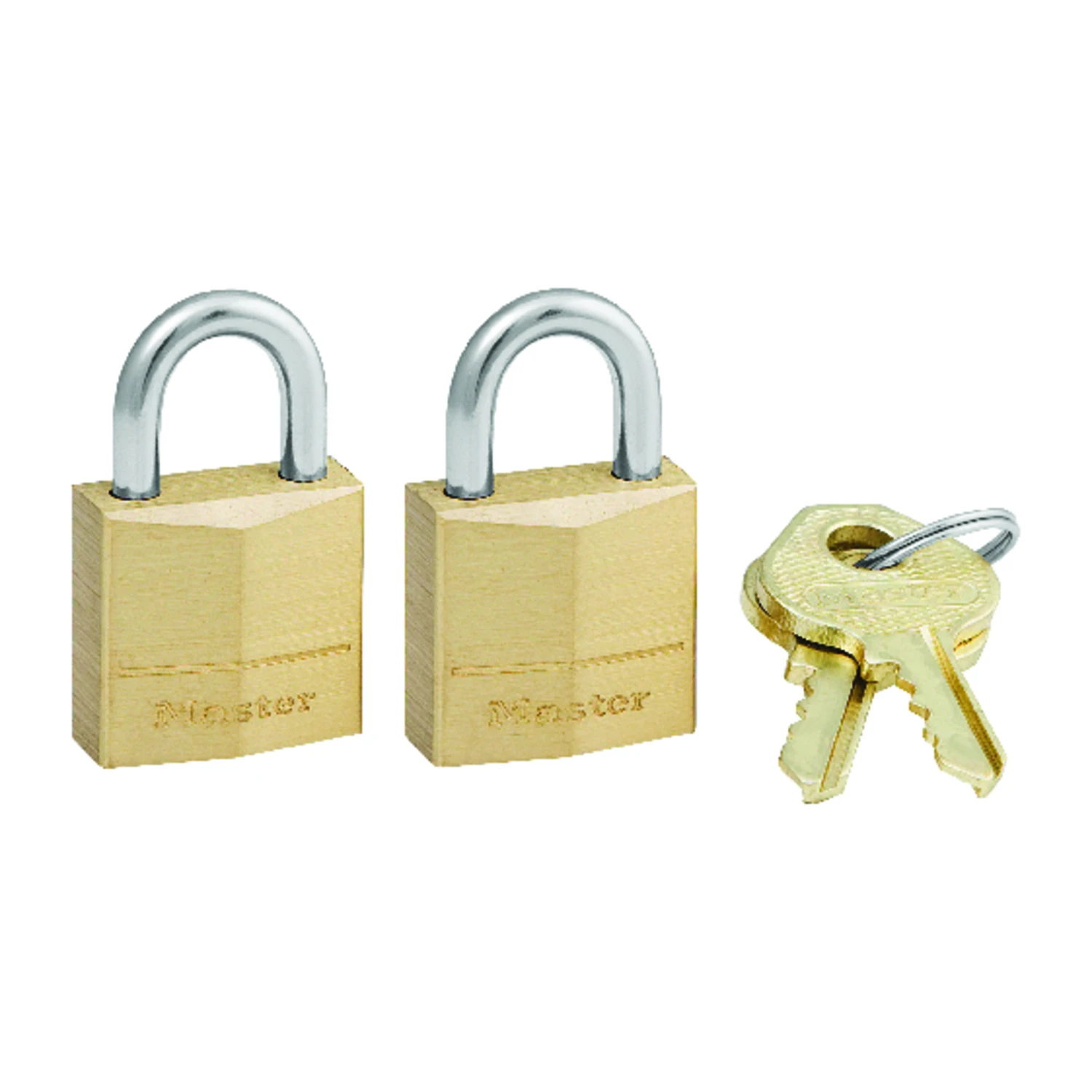 Solid-Brass Keyed-Alike Padlocks, Pin Tumbler, 2-Pack, 3/4-In.