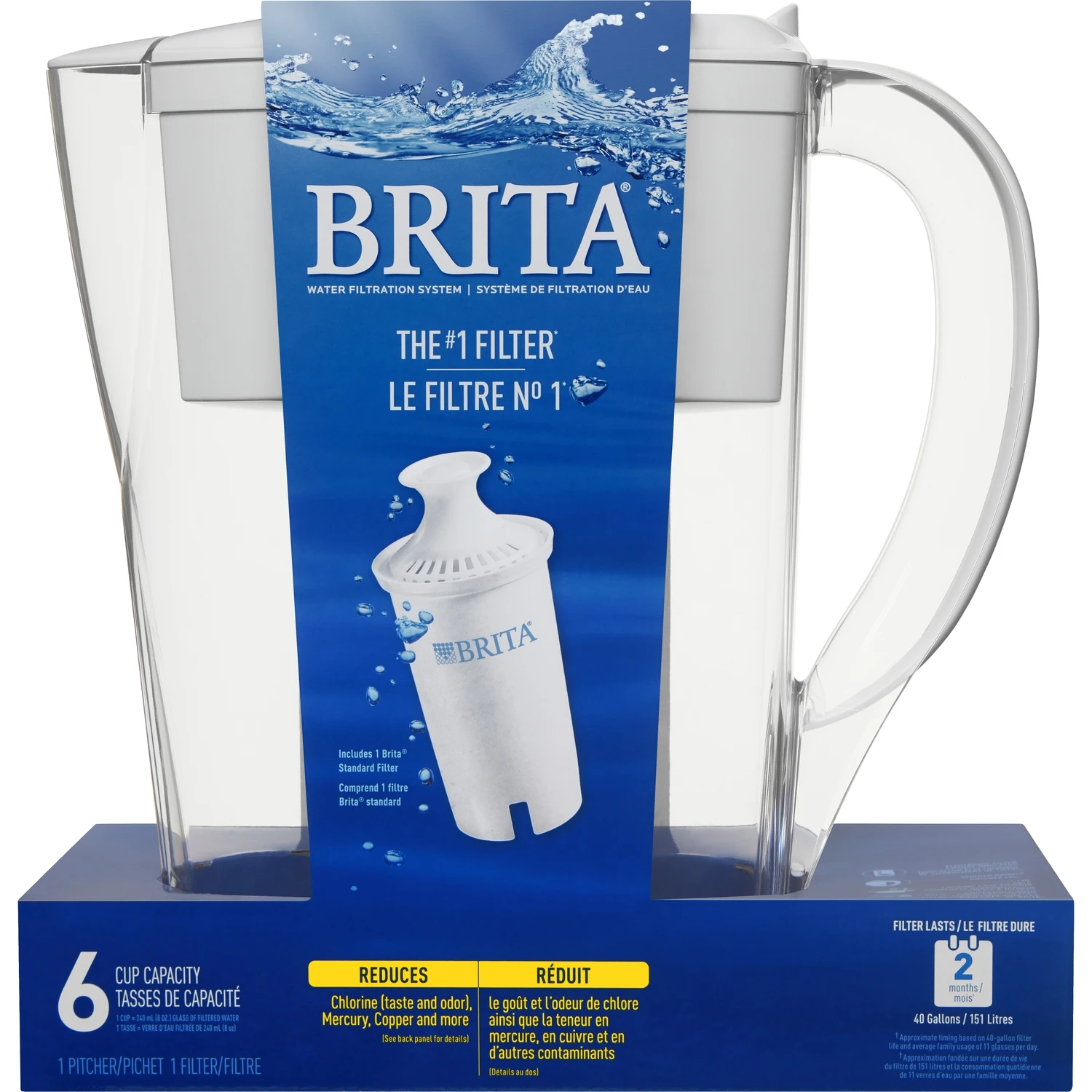 Space Saver 1/2-Gallon Smart Water Filtration Pitcher