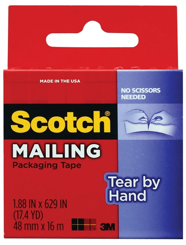 Tear-by-hand Packaging Tape, 1-7/8 In. W X 629 In. L, Clear, Model 3841