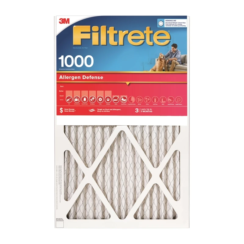 20x20x1 Allergen Defense Air Filter, Merv 11, 1000/1085 Mpr, 1 Pk