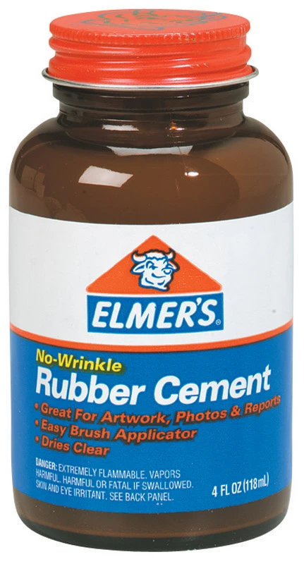 4 Oz. No-wrinkle Rubber Cement Adhesive With Brush Applicator