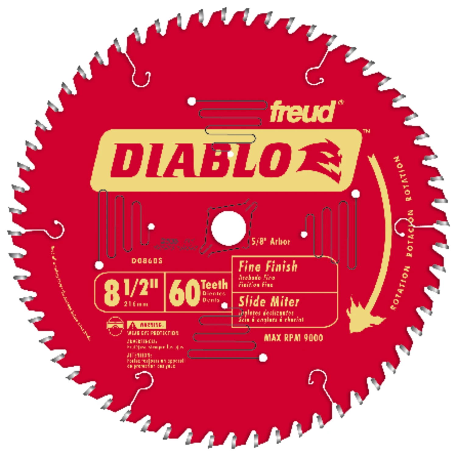 Diablo 8-1/2 In. 60-Tooth Fine Finish Circular Saw Blade