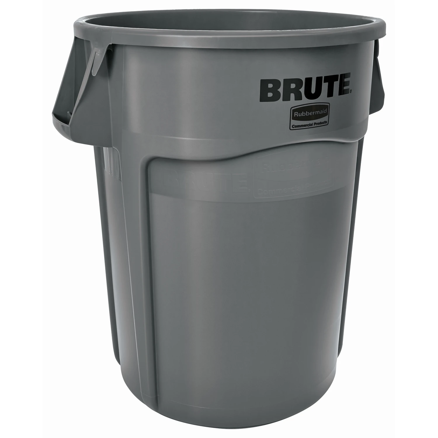 44 Gallon Gray Plastic Trash Can With Reinforced Rim