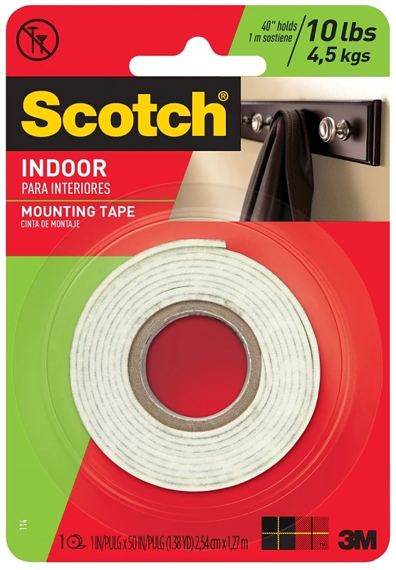 1 Inch by 50 Inch Foam Mounting Tape for Strong Adhesion and Cushioning