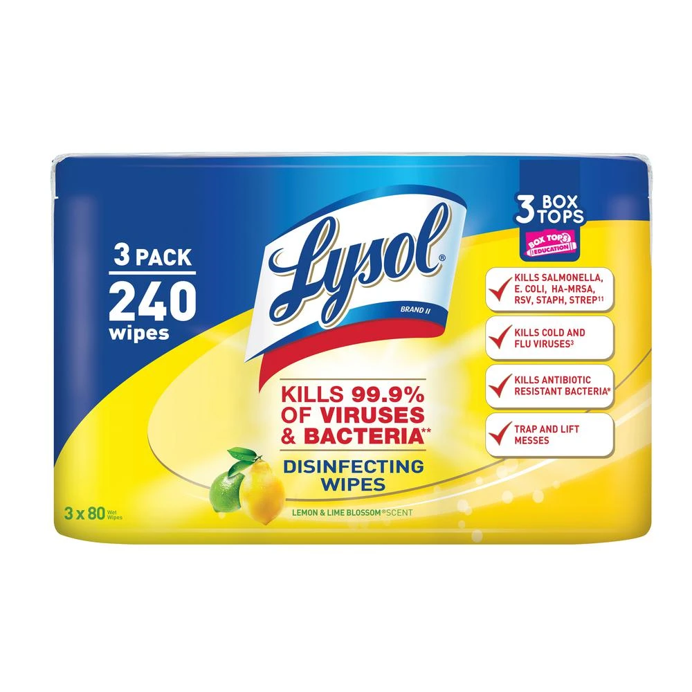 80-Count Lemon and Lime Blossom Scent Disinfecting Wipes (3-pack)