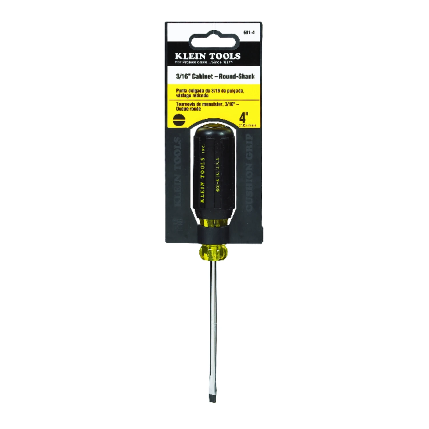 3/16 Inch by 4 Inch Cushion Grip Screwdriver with Cabinet Tip