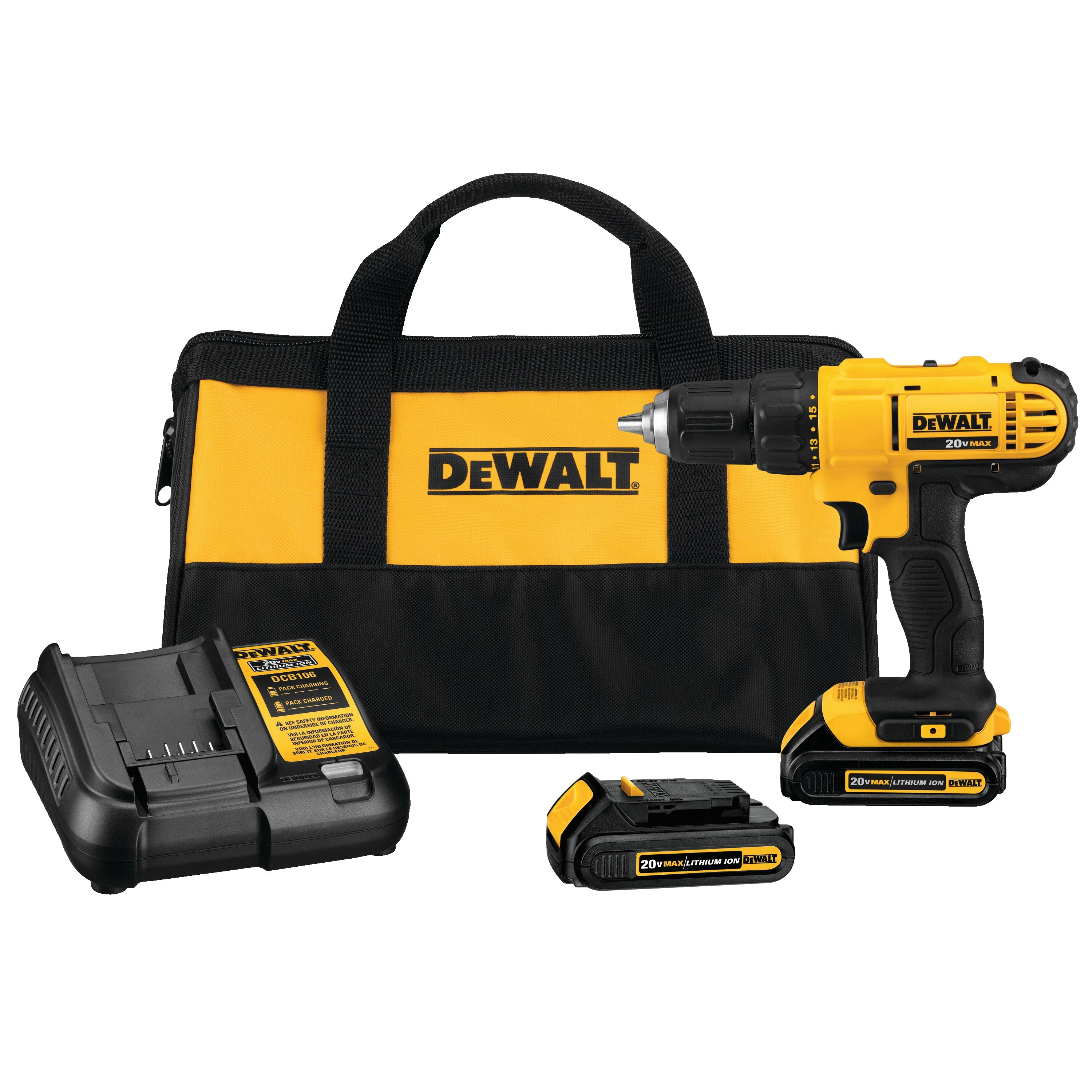 20v Max 1/2 In. Cordless Drill/driver Kit With 2 Batteries & Charger