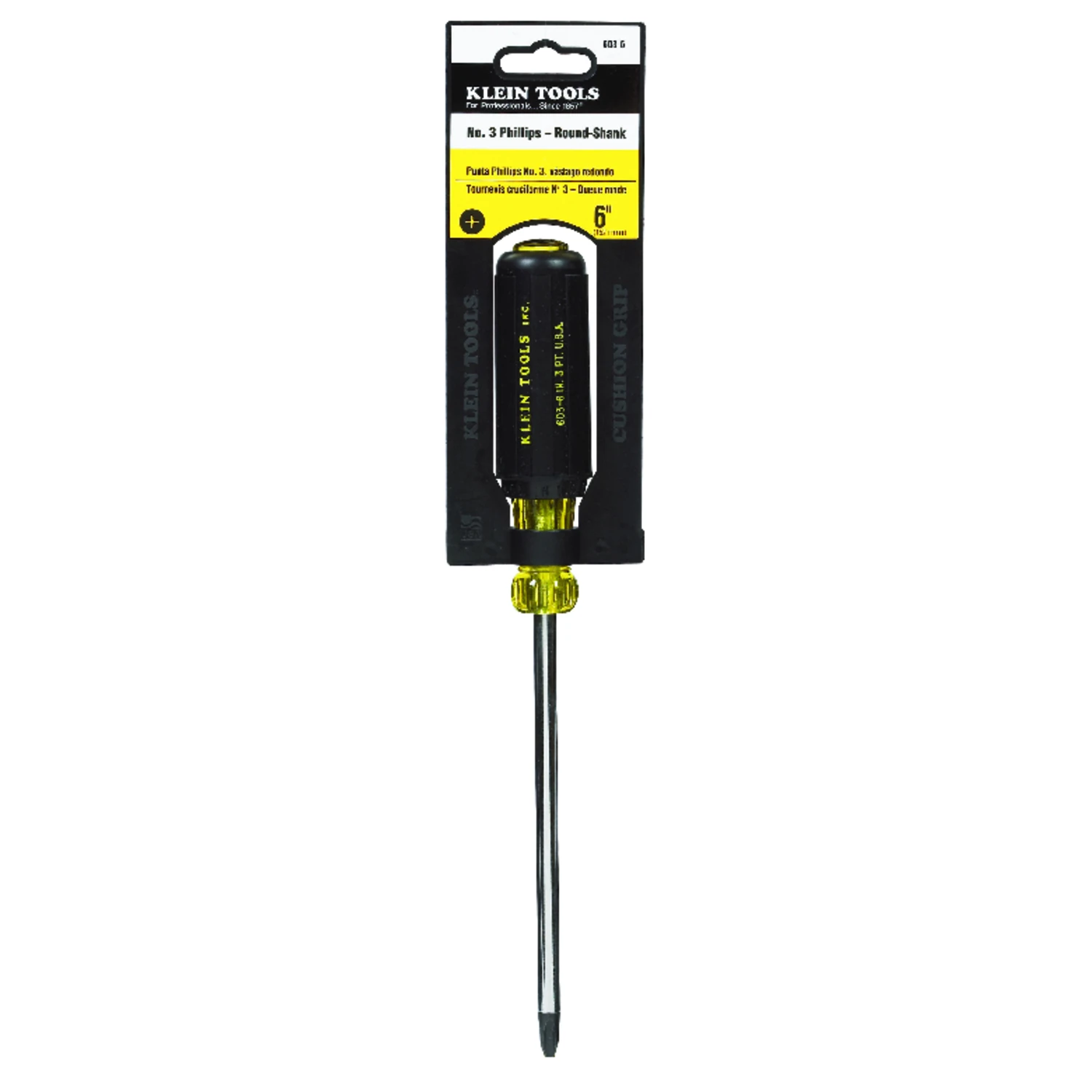 #3 Phillips Screwdriver, 6 In. Round Shank, Cushion-grip Handle, 11 In. Overall
