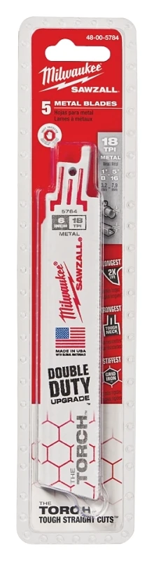 Sawzall The Torch Demolition Reciprocating Saw Blades, 18 TPI, 6 In., 5-Pk.