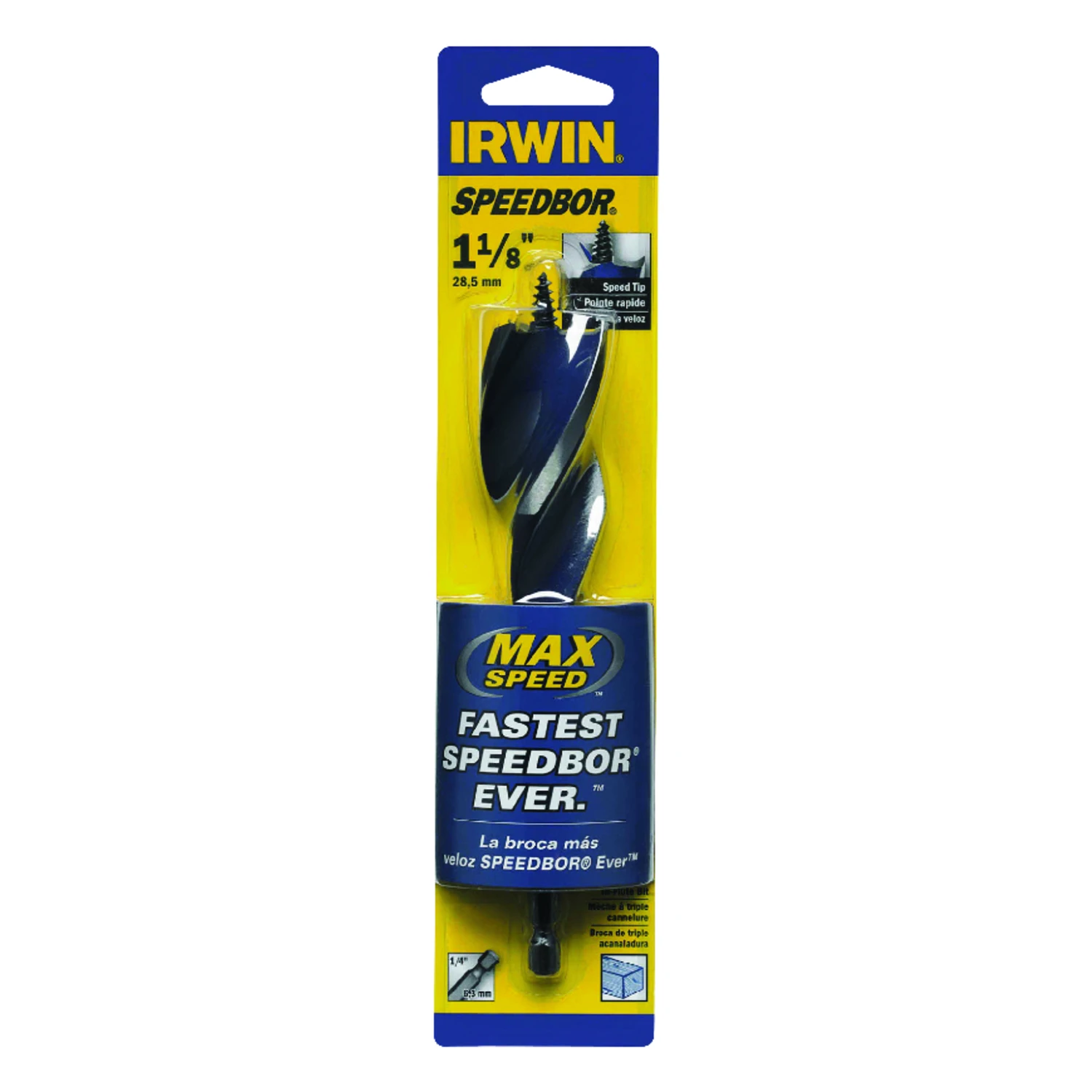 1-1/8 In. X 6 In. Carbon Steel Auger Boring Bit With Quick-change Shank