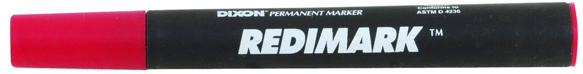 Redimark Plus Permanent Marker, Chisel Point, Red Ink, Model 95001
