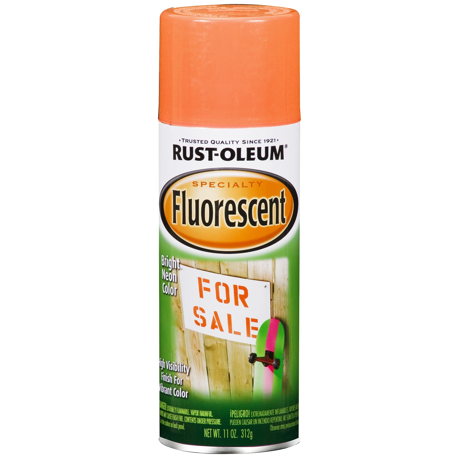 11 Oz. Gloss Fluorescent Orange Spray Paint - High Visibility Finish