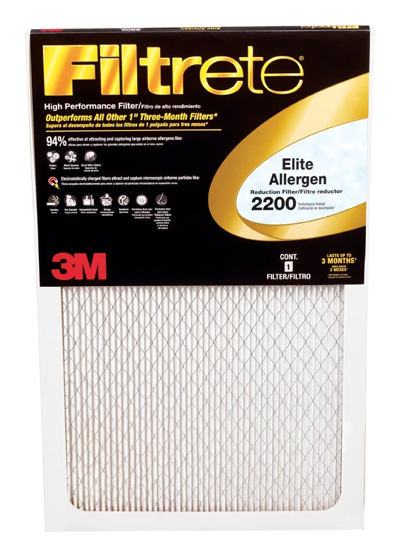 16x20 x 1 In. Elite Allergen Reduction Pleated Furnace Air Filter, MPR 2200, 3 Months