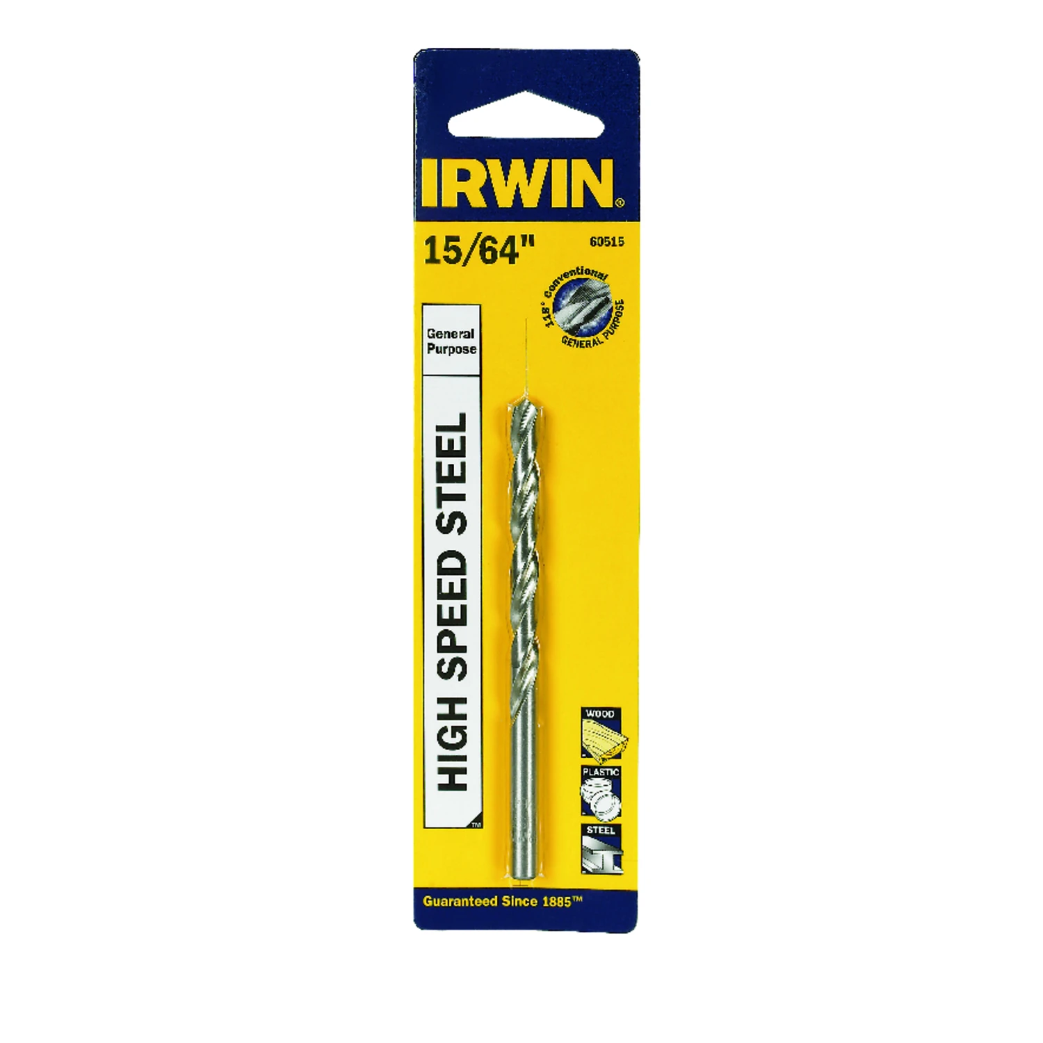 60515 High Speed Steel Jobber Drill Bit, 15/64 In Dia, 3-7/8 In Length