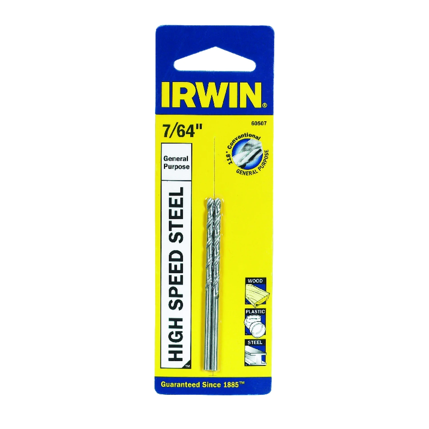 Irwin 7/64 ft X 2-5/8 in. 31 L High Speed Steel Drill Bit 2 PK Irwin 7/64 ft X 2-5/8 in. 31 L High S