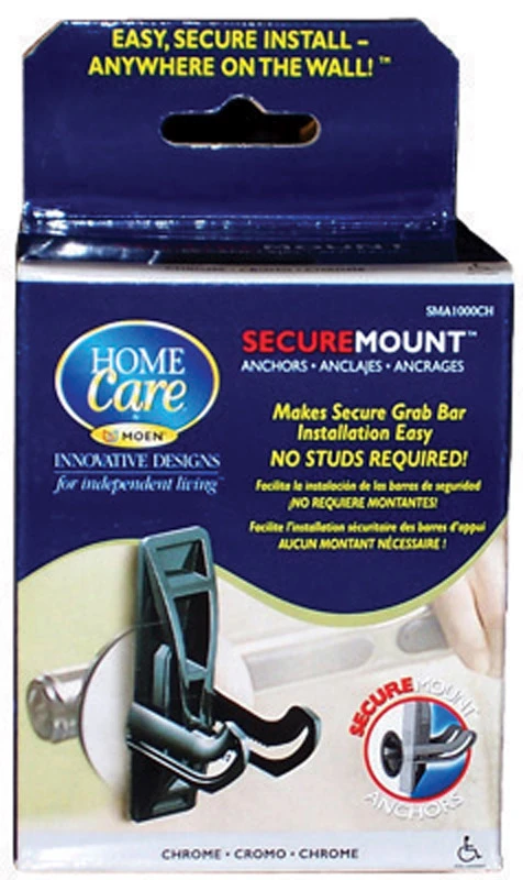 Moen Home Care SecureMount Chrome Grab Bar Anchor Stainless Steel 3.17 in. H X 4 in. L