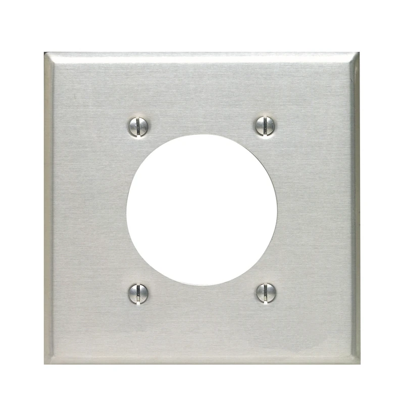 2-Gang Standard Size with 2.15 in. Dia Hole and Power Outlet Wall Plate in Aluminum