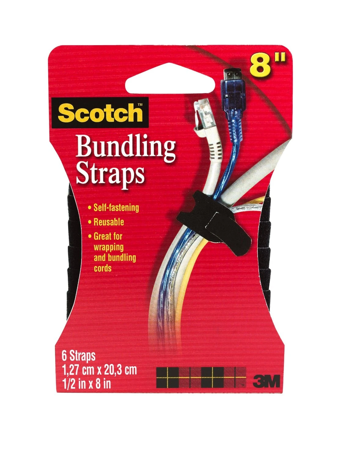 SCOTCH BUNDLING STRAPS 1/2X8 BLA