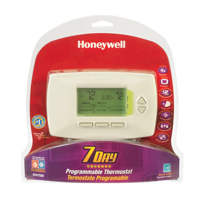 Rth7500d 7-day Universal Programmable Thermostat For Heating And Cooling