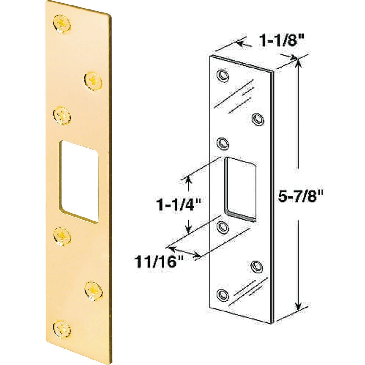 Polished Brass 1-1/8 In. Heavy-gauge Deadbolt Security Strike Plate