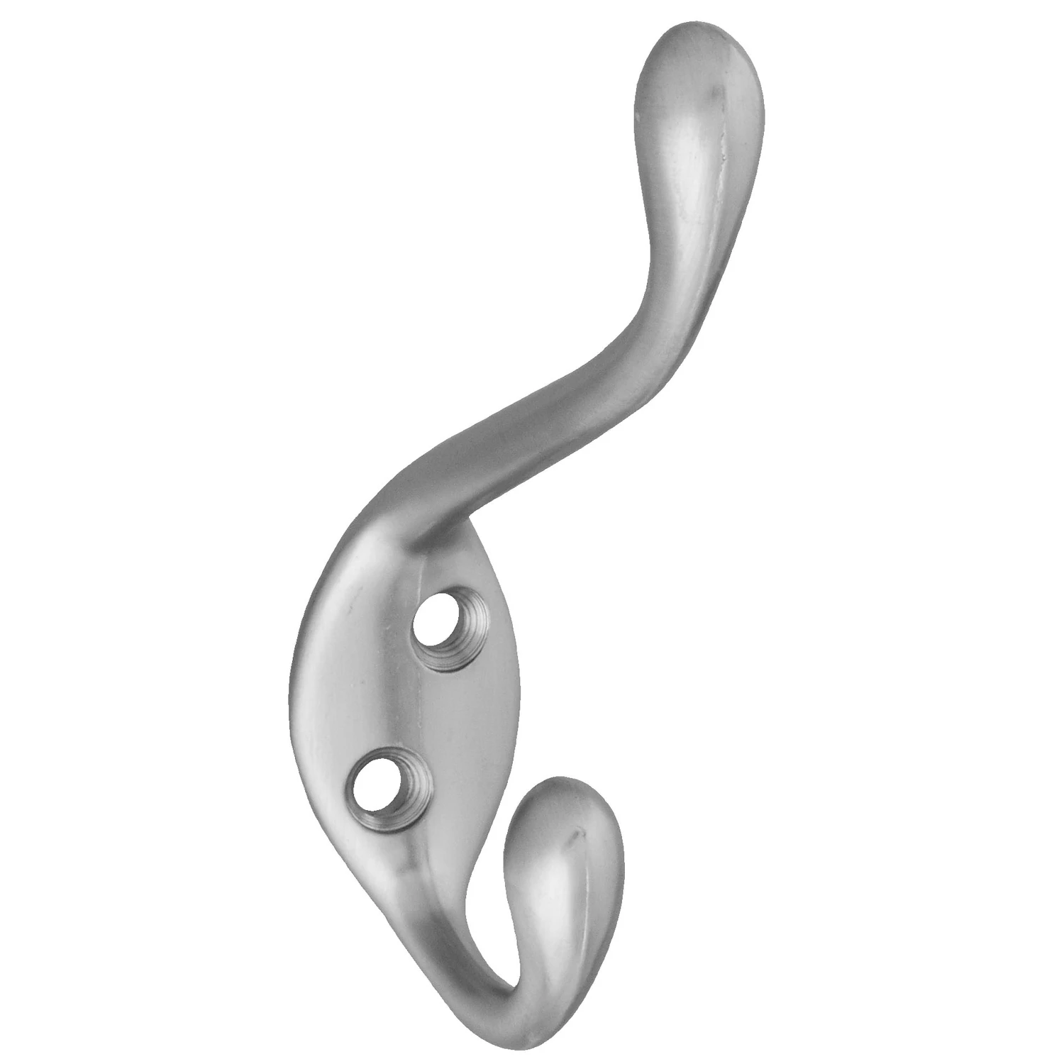Hat & Coat Hook, Heavy-Duty, Satin Nickel, Holds 35-Lbs.