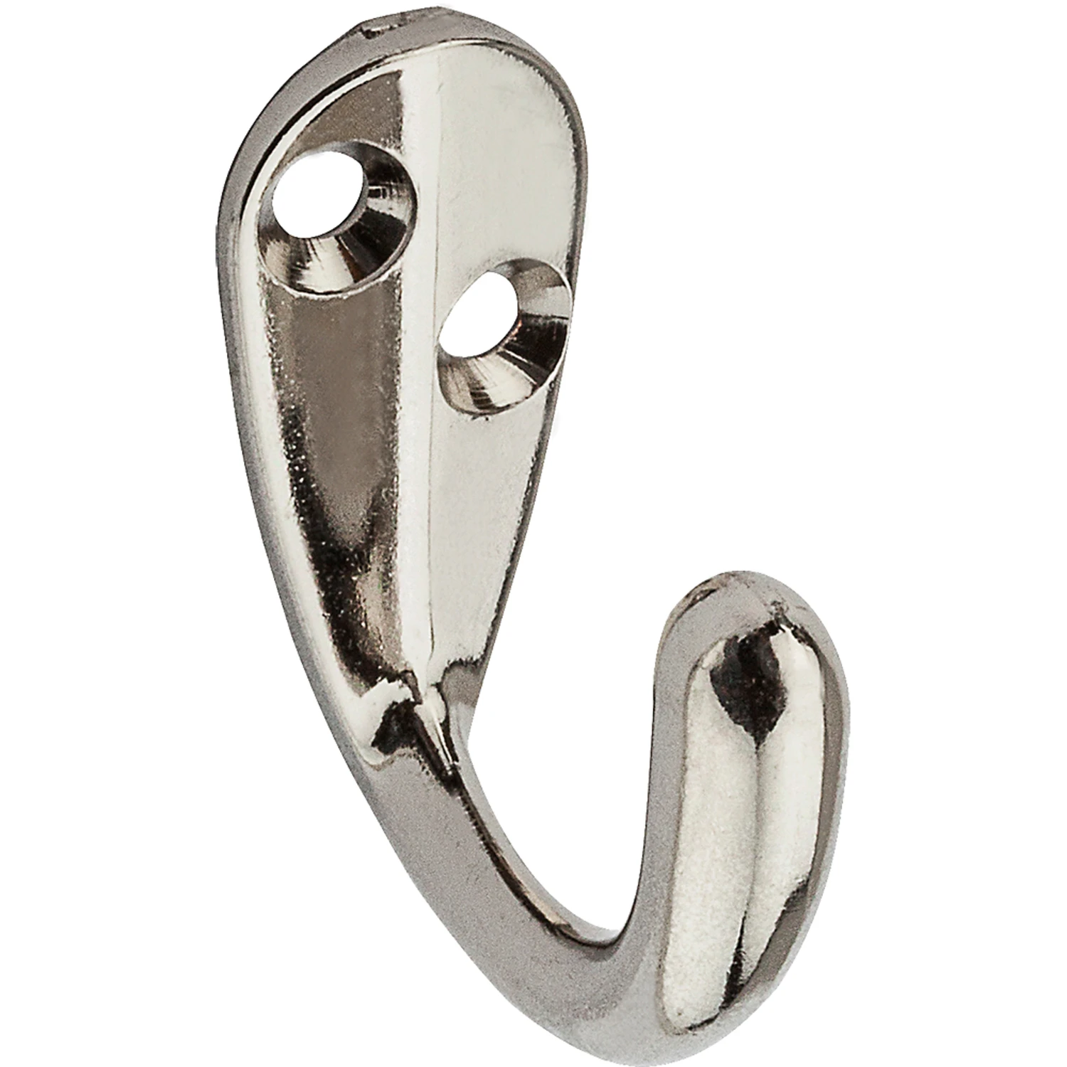 Wall Hook for Clothes, Single Prong, Nickel-Plated, 2-Pk.