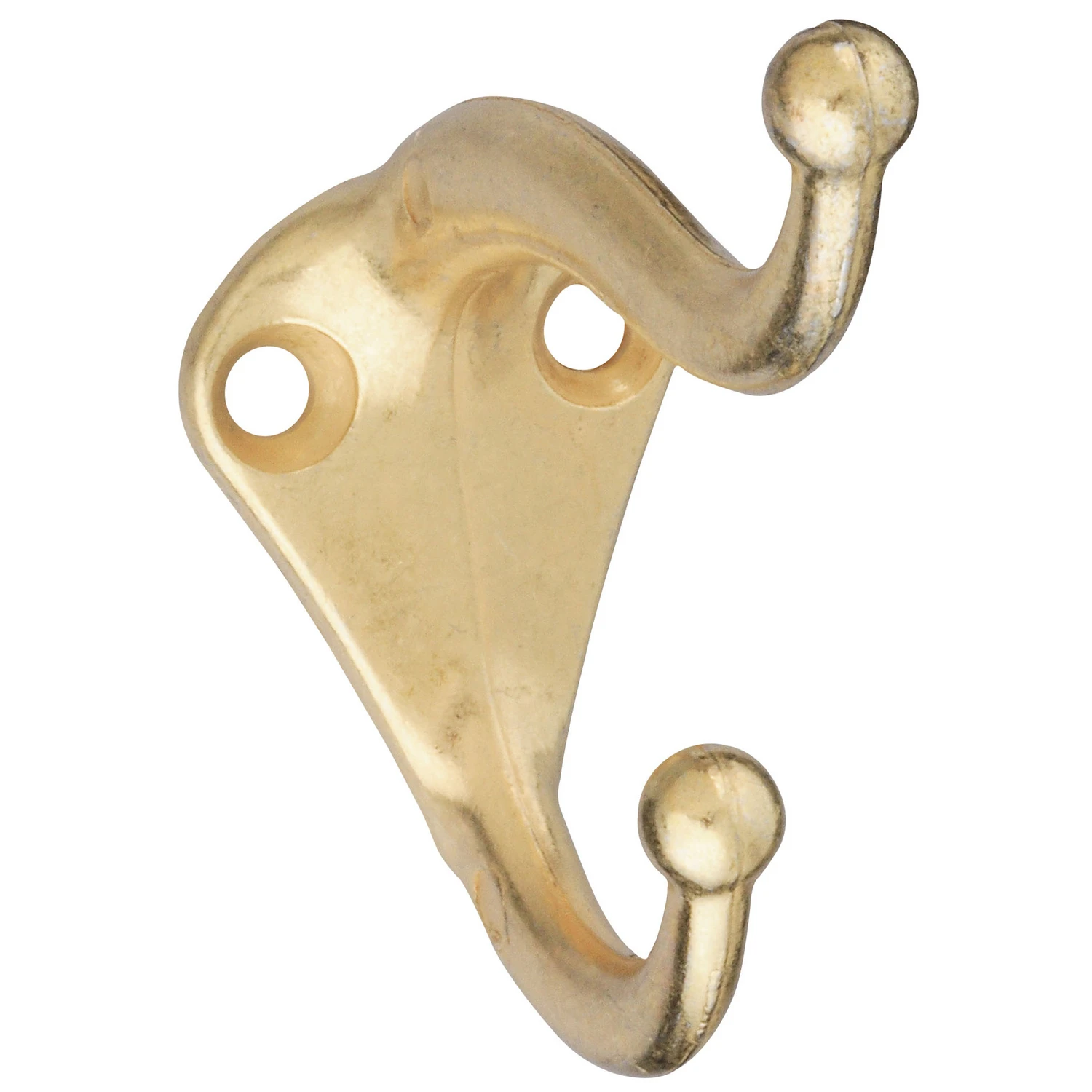 Hat & Coat Hook, Bright Brass, 2-Pk.