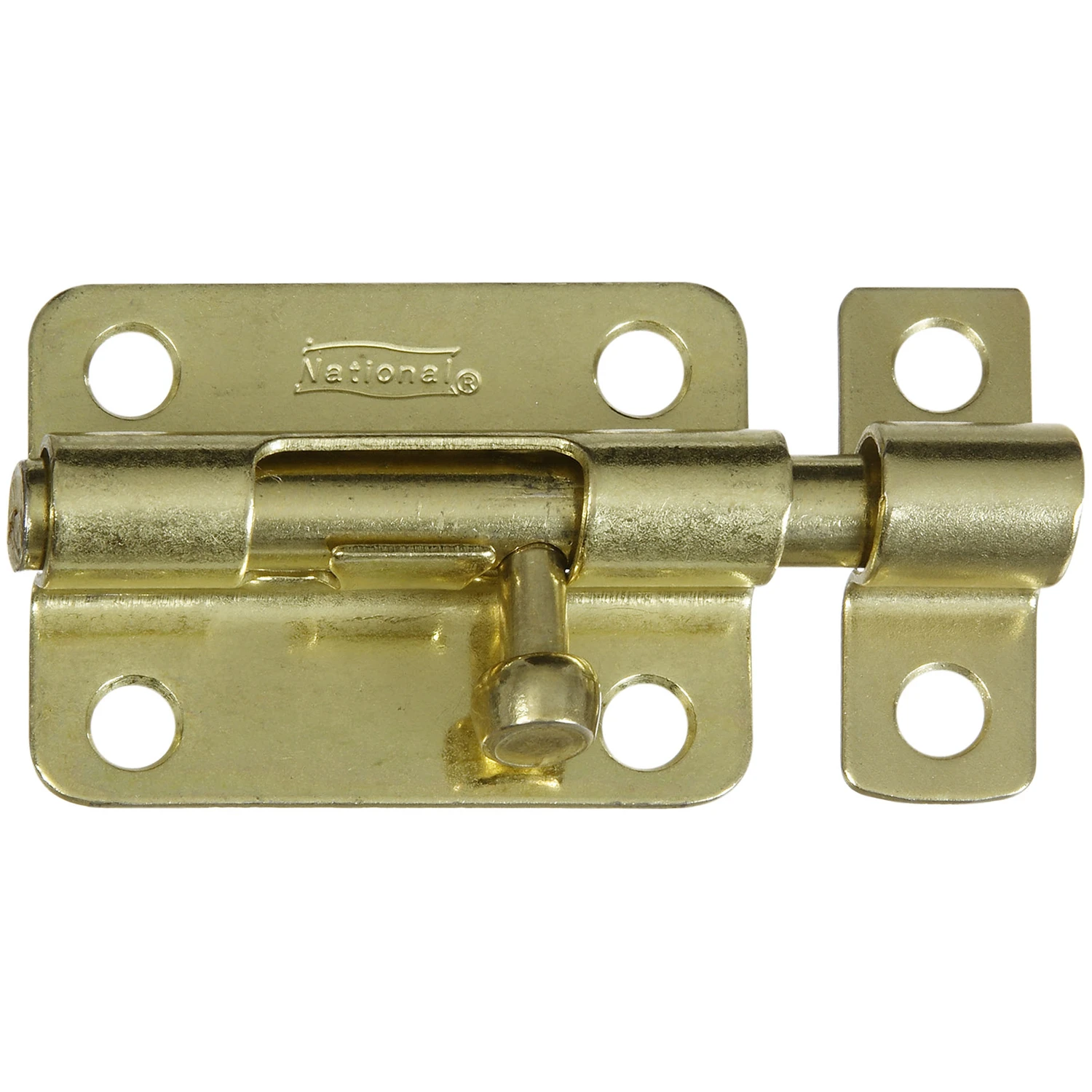 3 In. Brass-plated Steel Barrel Bolt, 0.32 In Dia, Model N151-589, 1 Pk