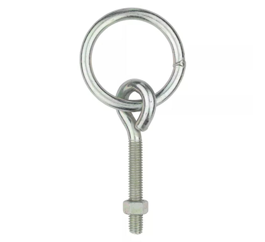 Hitching Ring With Eyebolts & Nuts, Zinc-Plated, 3/8 x 3-3/4 In.