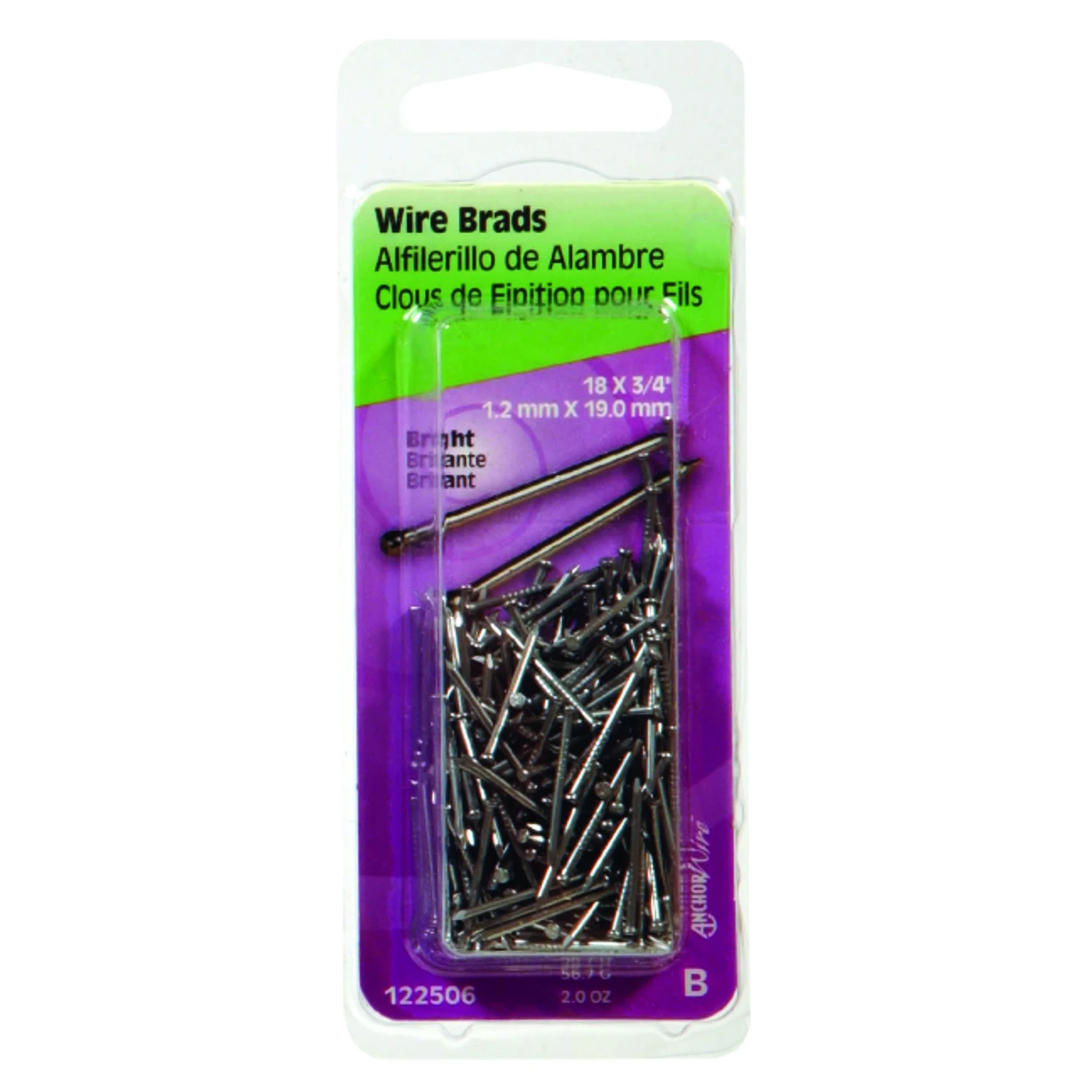 Wire Brads, Bright, 3/4-In. x 18, 2-oz.