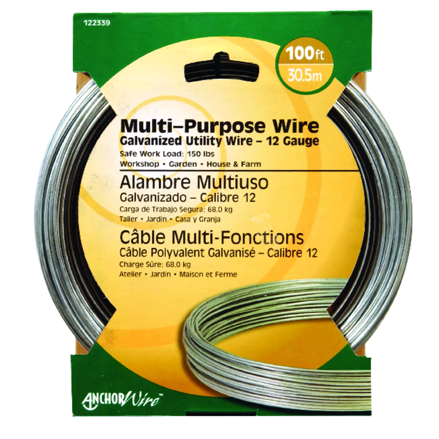 100 Ft. 12 Ga. Galvanized Steel Solid Wire For General Purpose Use