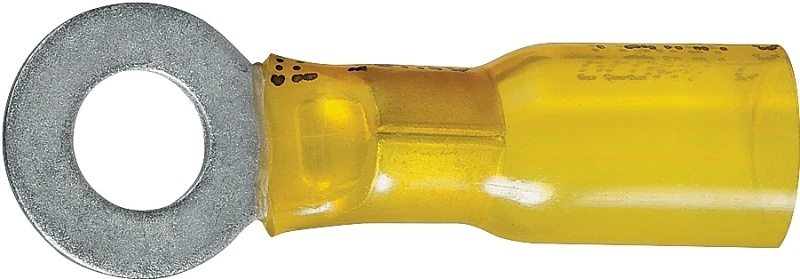Nylon Insulated Ring Terminals, 12-10 AWG, Yellow, 8 Stud, 3-Pk.