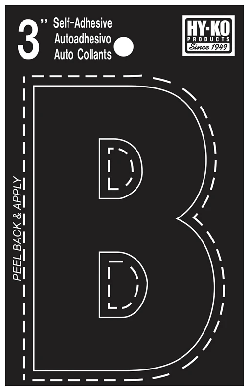 House Address Letter B, Black Adhesive Vinyl, 3 Inch Height