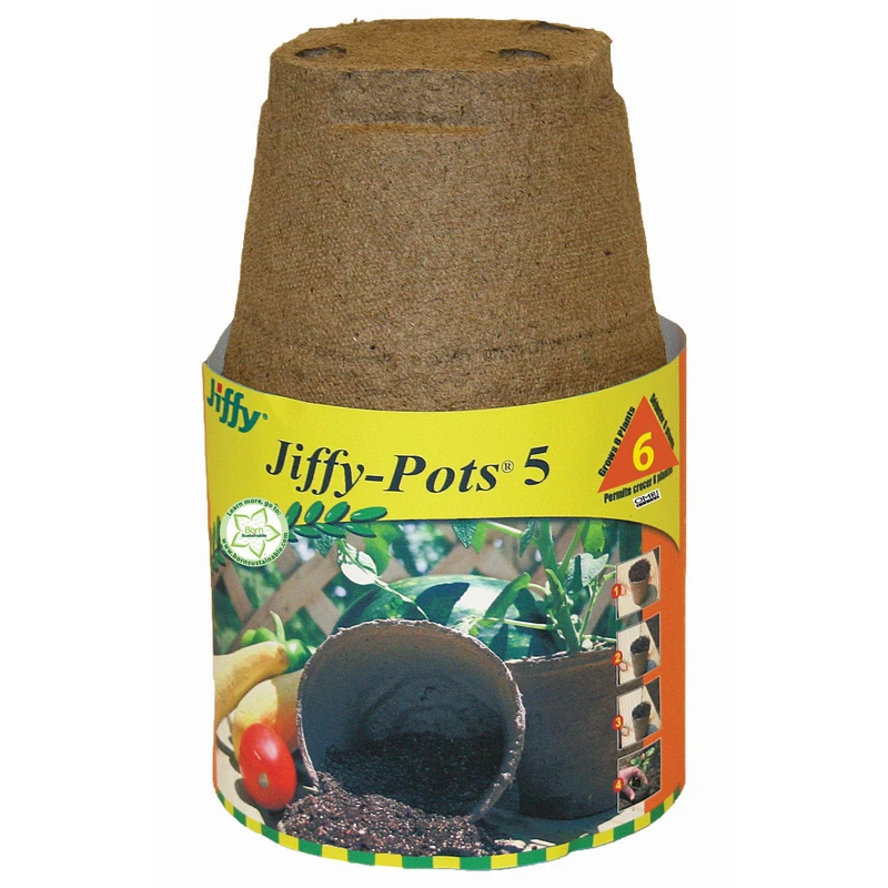 Jp506 5-inch Round Peat Pots, 6 Pack, Biodegradable For Seed Starting