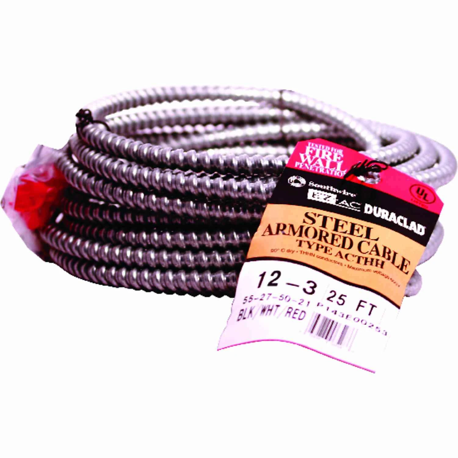 25 Ft. 12/3 Ac Armored Cable With Copper Conductors