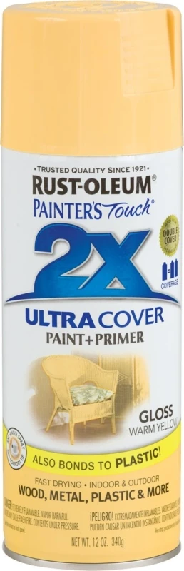 Painter's Touch 2x Ultra Cover 12 Oz. Gloss Spray Paint, Warm Yellow