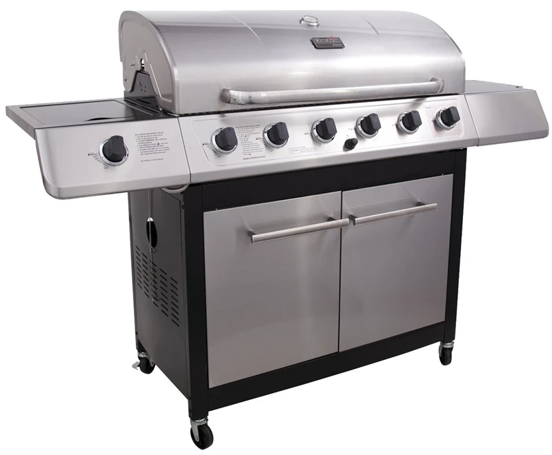 6-burner Propane Gas Grill With Side Burner, 65000 Btu, Stainless Steel
