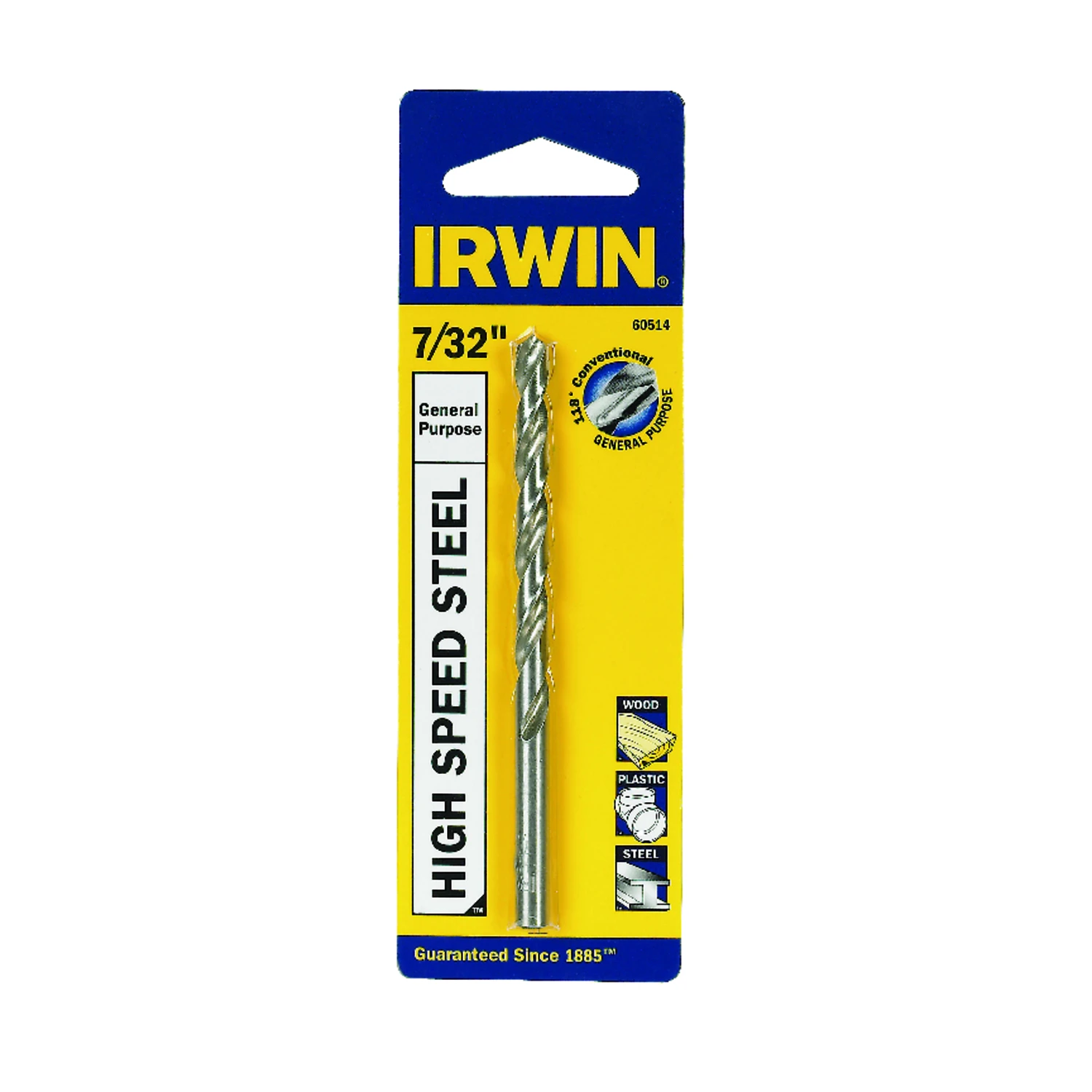 60514 High-speed Steel Jobber Drill Bit, 7/32 In Dia, 2-3/8 In Length