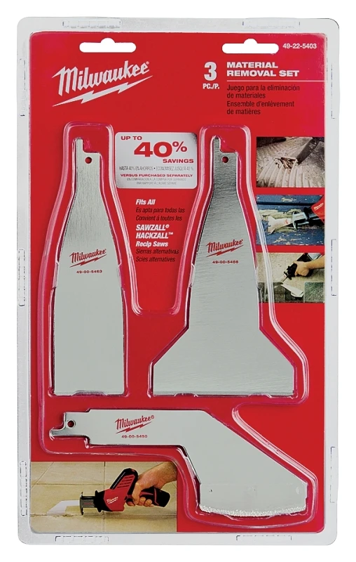 Milwaukee SAWZALL Steel Scraper Grout Removing Kit 3 pk