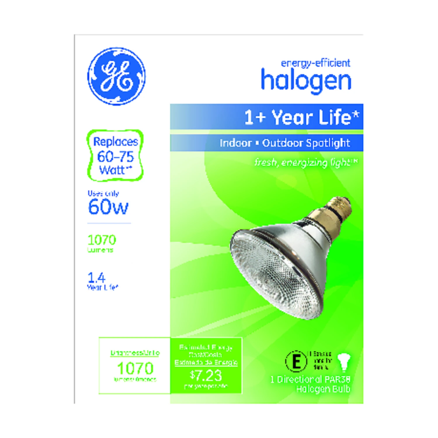 Halogen Spot Light Bulb, PAR38, 60 Watts