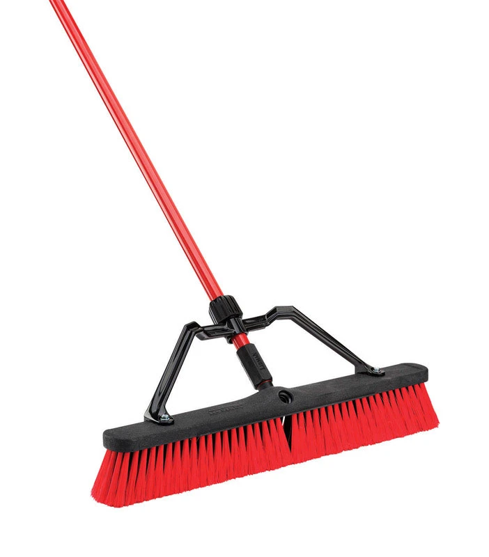24 In. Multi-surface Heavy-duty Push Broom With Steel Handle And Pet Bristles