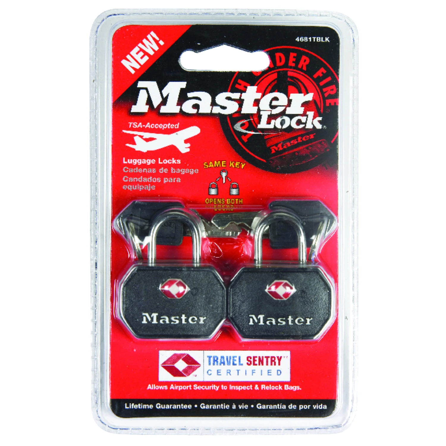2-Pack 1-1/4 In. Black Keyed-Alike Luggage Lock