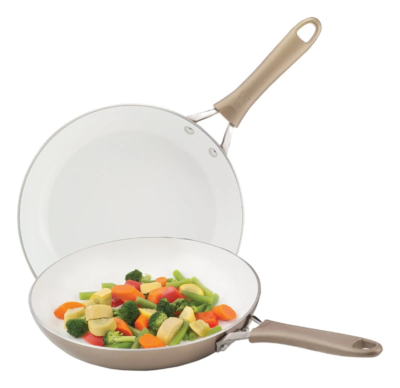 WearEver Pure Living Ceramic Coated Aluminum Fry Pan Set 8 & 10 in. Champagne