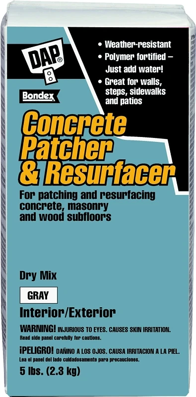 5 Lb Gray Concrete Patcher & Resurfacer - Fast Setting, Polymer Fortified