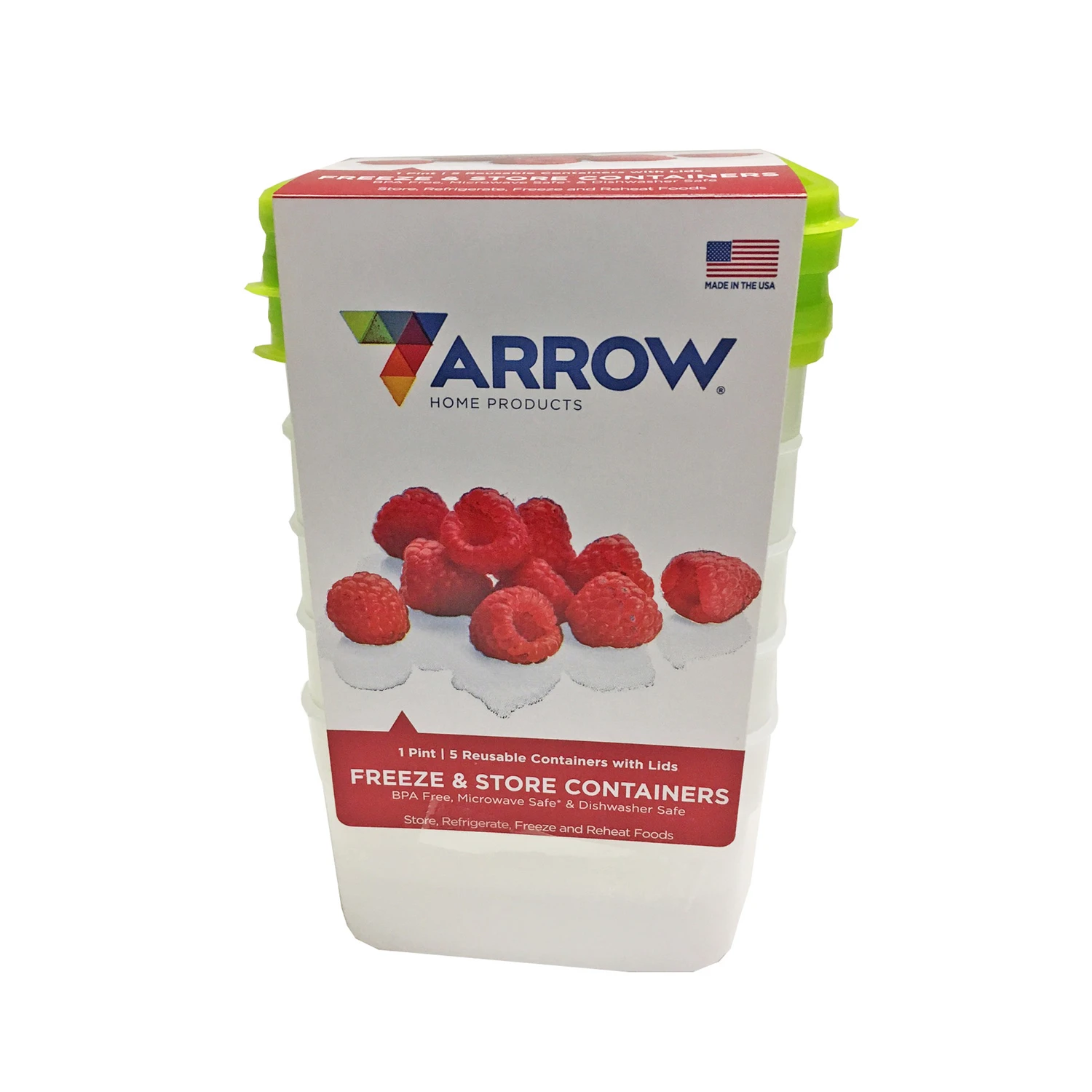Arrow Plastic 1 Pt Clear Square Freezer Food Storage Containers With Lids (5-pack)