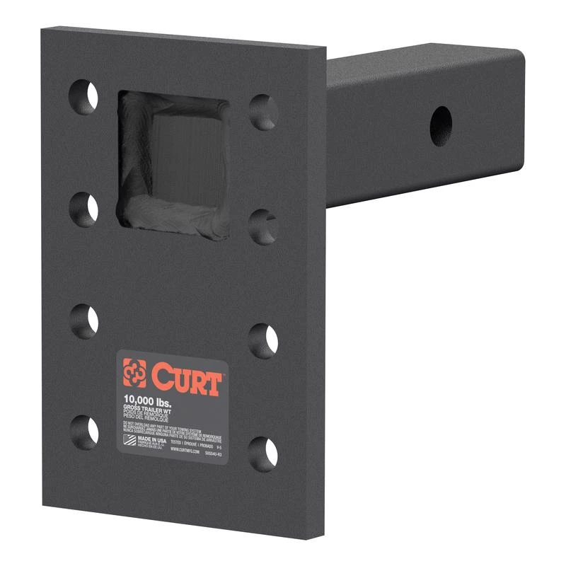 Adjustable Pintle Mount for 2 Inch Hitch Receiver, 10000 Pounds Capacity, 6.5 Inch Drop, 6 Inch Length