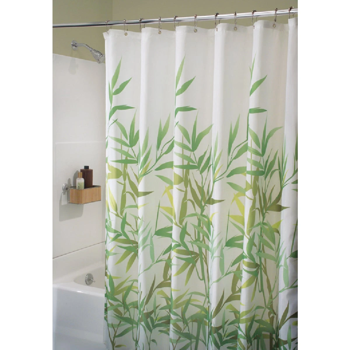 York 72 In. X 72 In. Green Anzu Bamboo Leaves Polyester Shower Curtain