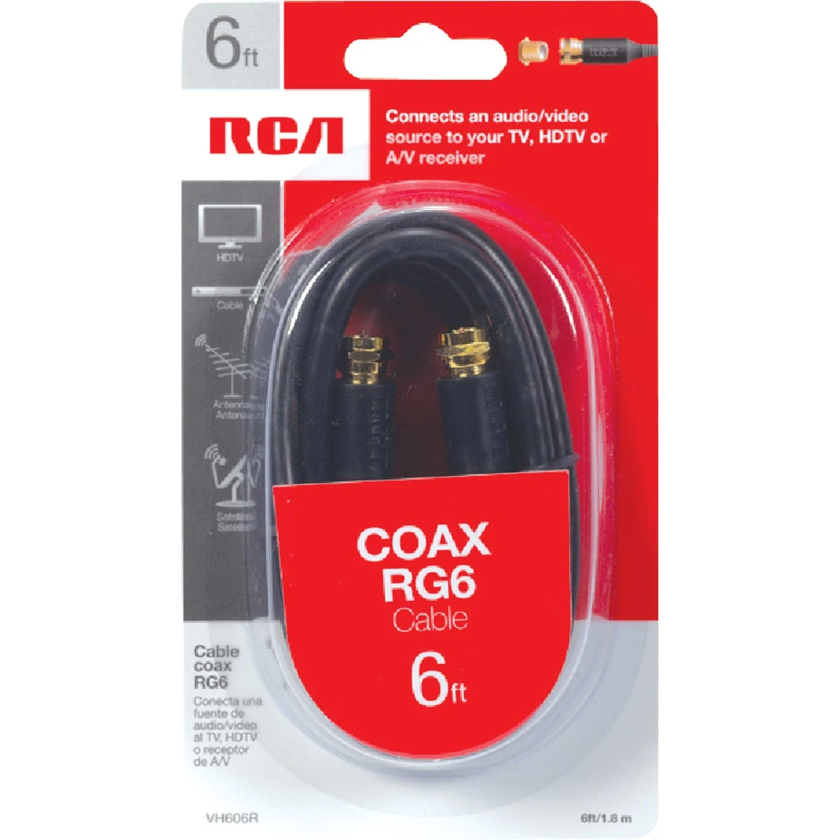 COAX CABLE RG6 6FT BLACK